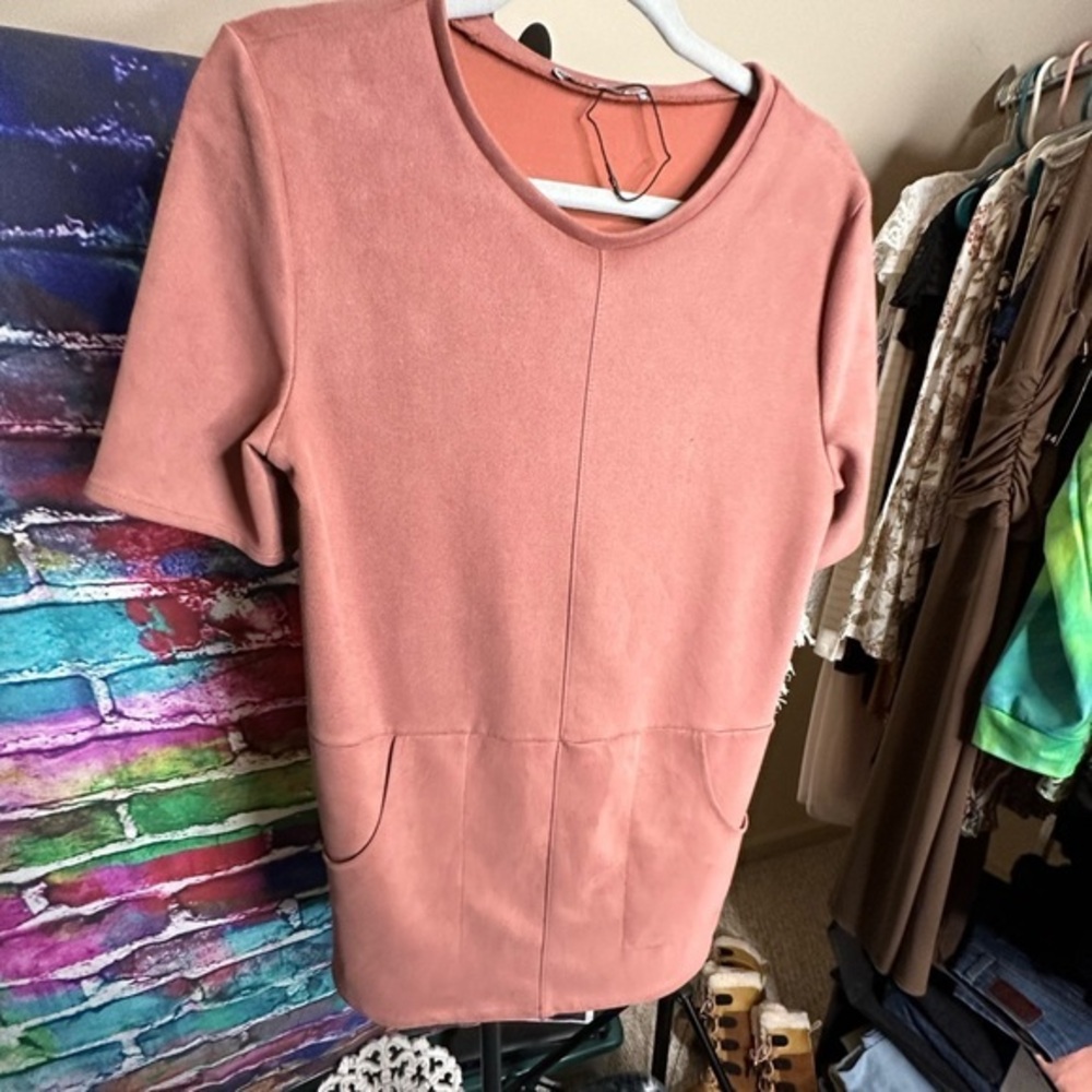 Zara Mauve Mini Dress with pockets, Size Medium NWOT